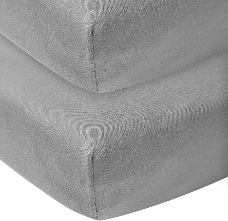 Meyco katoenen jersey hoeslaken kinderbed 70x140 150 cm set van 2 grijs - Foto 2