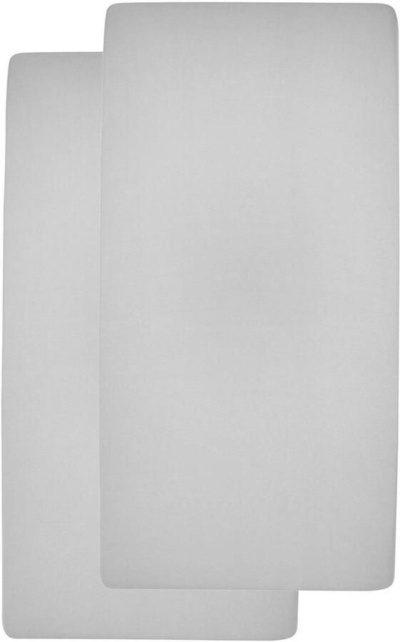 Meyco katoenen jersey hoeslaken ledikant 60x120 cm (set van 2) Grijs Effen