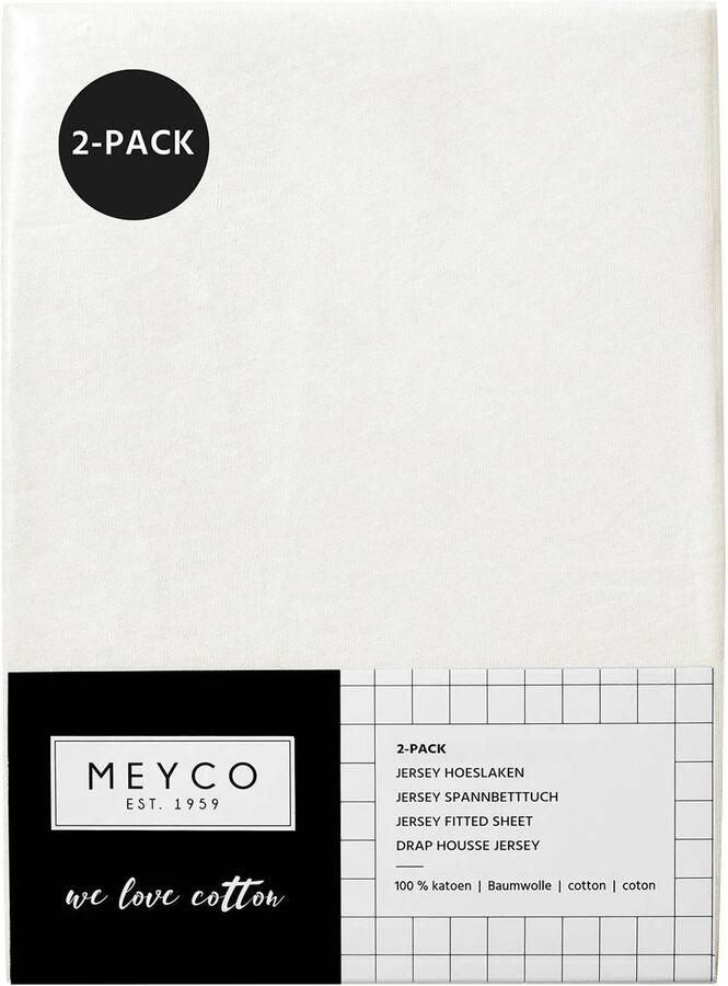Meyco katoenen jersey hoeslaken ledikant 60x120 cm (set van 2) offwhite Wit - Foto 2