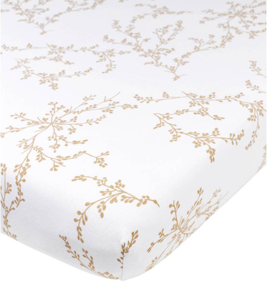 Meyco katoenen jersey wieg hoeslaken 40x80 90 cm Branches sand Beige All over print
