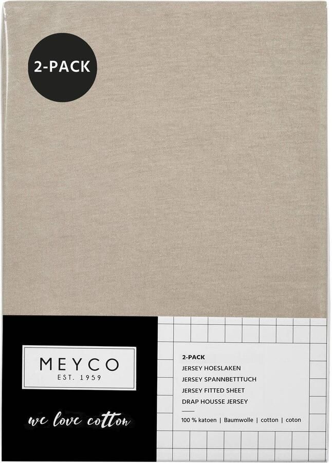 Meyco katoenen ledikant hoeslaken set van 2 60x120 cm sand Beige Effen