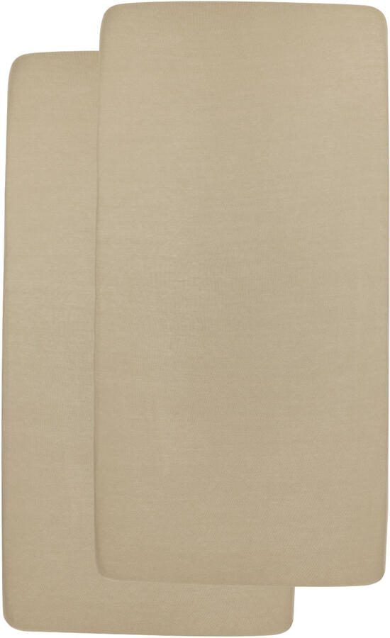 Meyco katoenen ledikant hoeslaken set van 2 60x120 cm taupe Bruin Effen