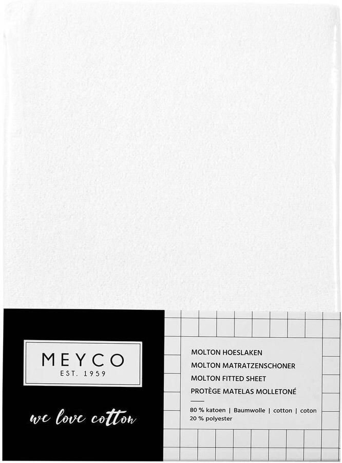 Meyco katoenen molton hoeslaken ledikant 60x120 cm Kindermolton Wit