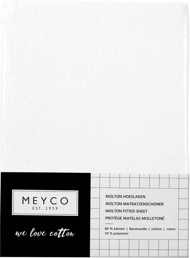 Meyco katoenen molton stretch hoeslaken 50x90 cm wit Kindermatrasbeschermer - Foto 3