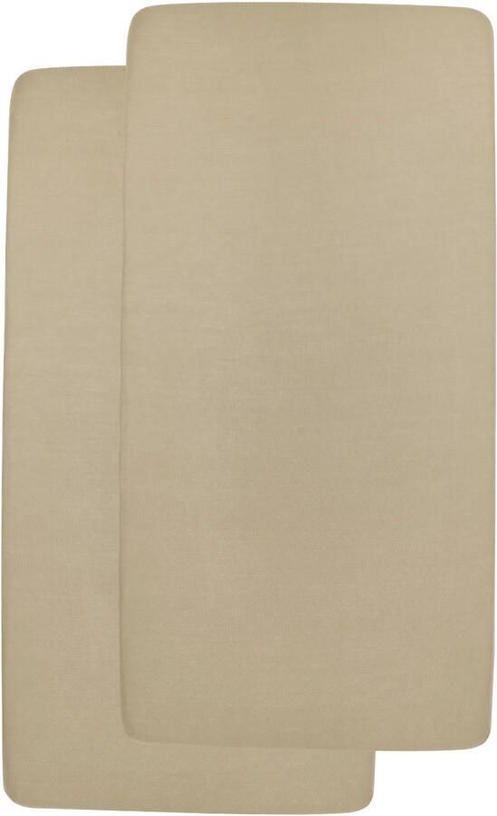 Meyco katoenen wieg hoeslaken set van 2 40x80 90 cm taupe Bruin Effen