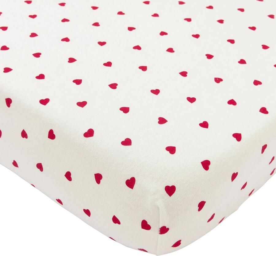 Meyco ledikant hoeslaken Sweet Heart white red