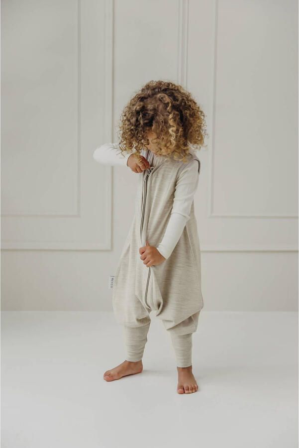 Meyco merinowollen slaapoverall jumper sand melange