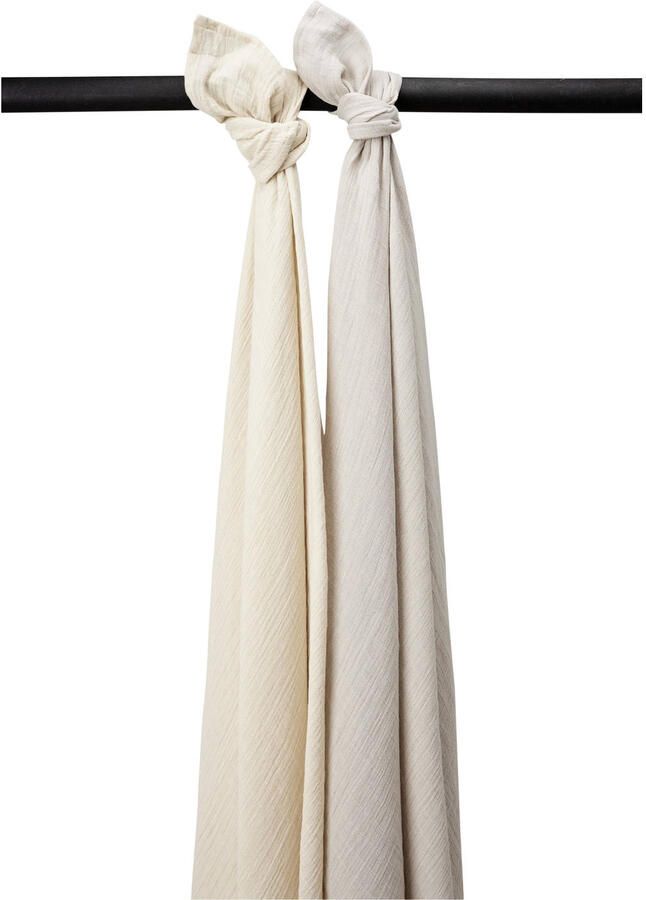Meyco pre-washed hydrofiel swaddle set van 2 soft sand greige Effen