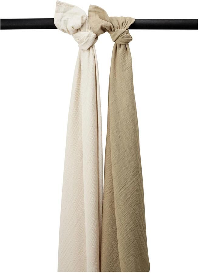 Meyco pre-washed hydrofiel swaddle set van 2 soft sand taupe Effen
