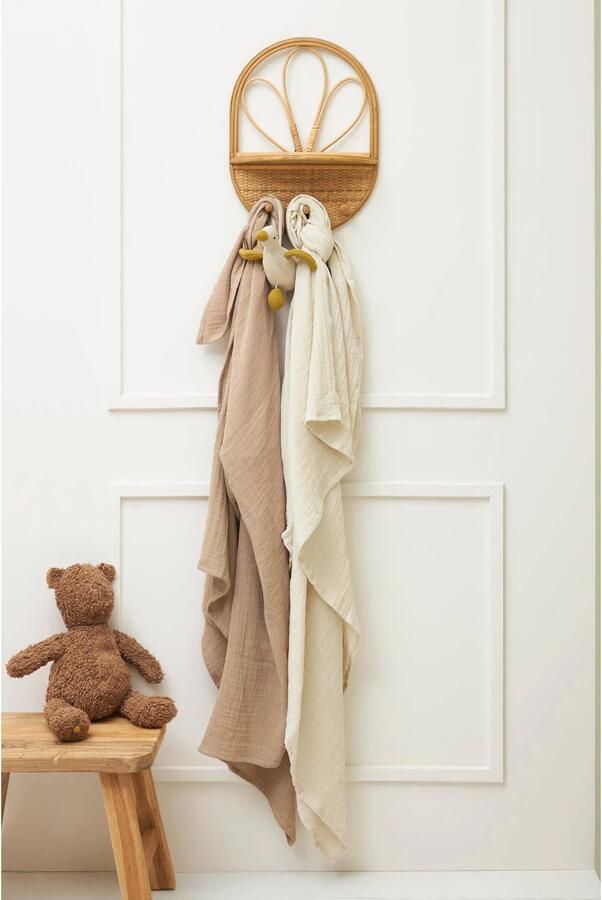 Meyco pre-washed hydrofiel swaddle set van 2 soft sand taupe Effen - Foto 2