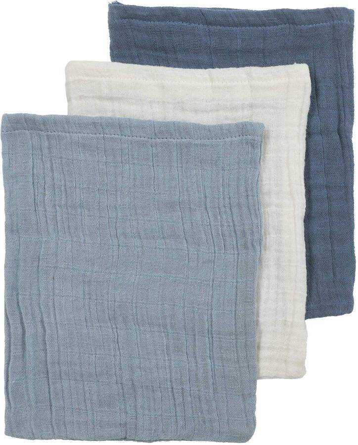 Meyco pre-washed hydrofiel washandje natural jeans blue indigo (set van 3)