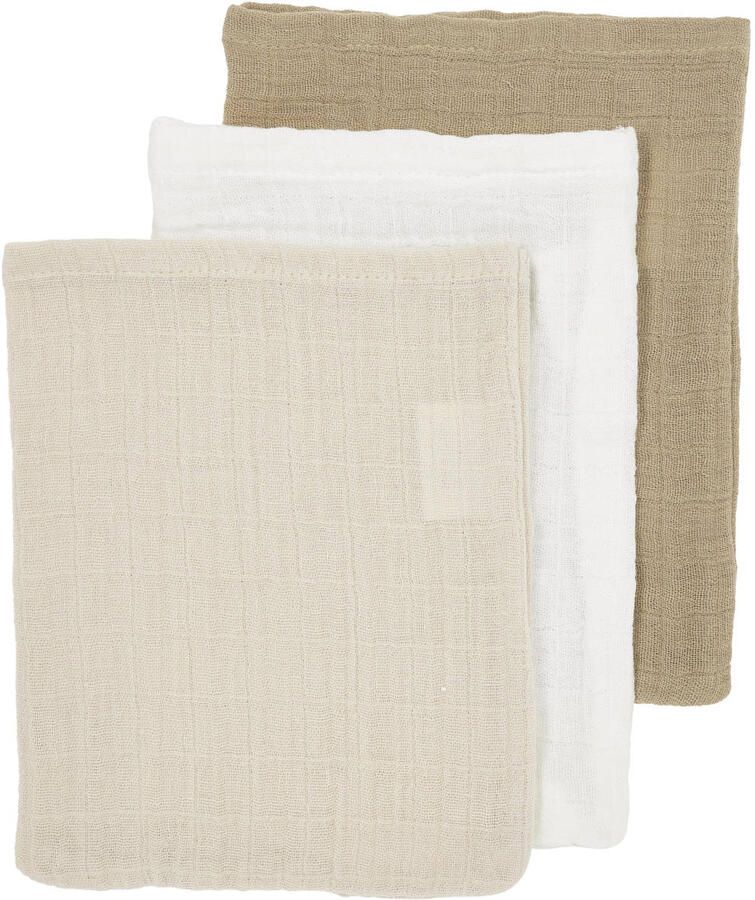 Meyco pre-washed hydrofiel washandje set van 3 offwhite soft sand taupe Hydrofiele washandjes