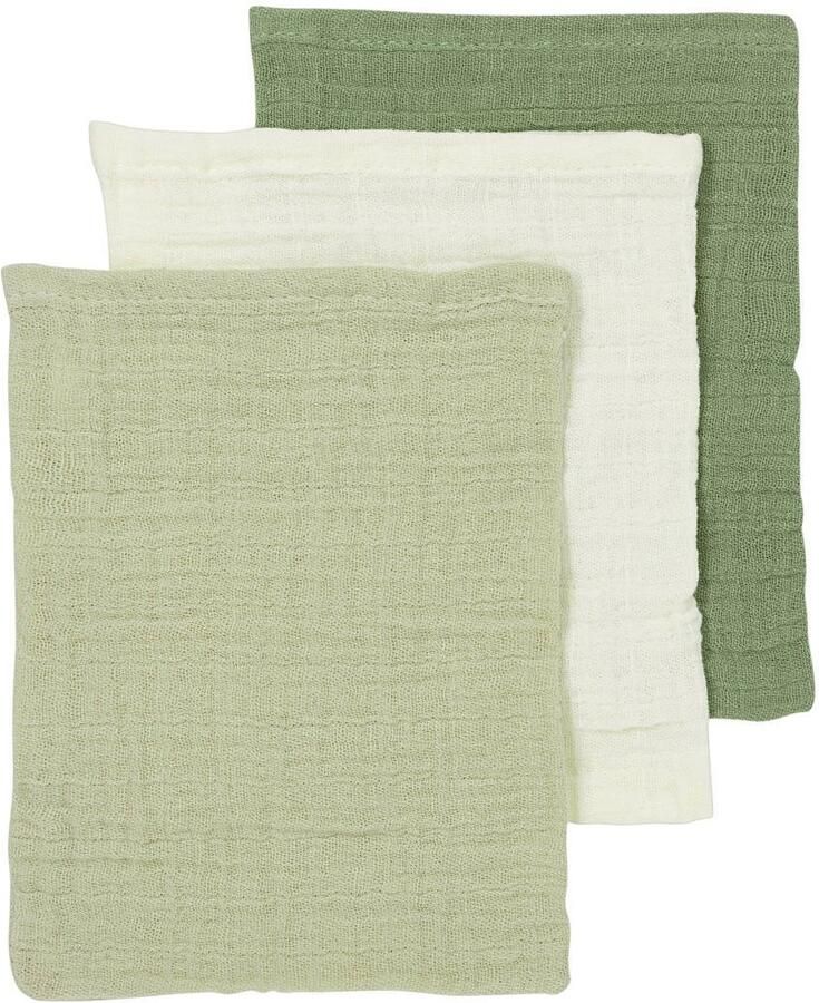 Meyco pre-washed hydrofiel washandje natural soft olive olive green (set van 3)