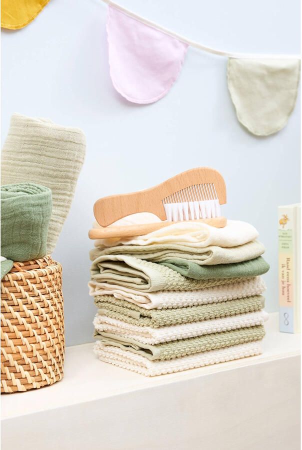 Meyco pre-washed hydrofiel washandje natural soft olive olive green (set van 3) - Foto 3