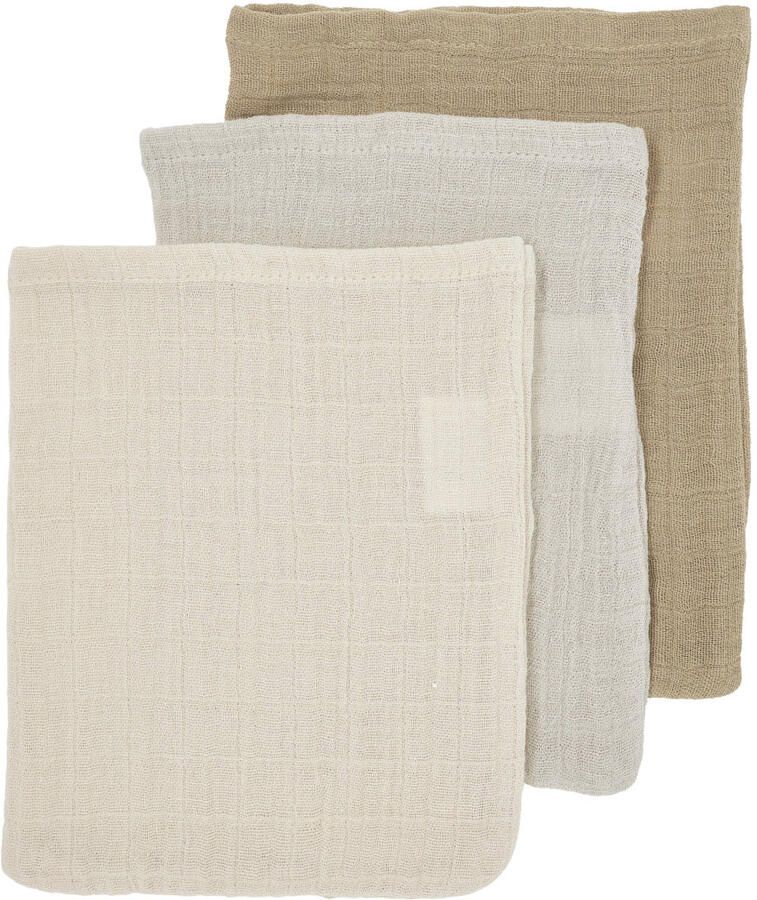 Meyco pre-washed hydrofiel washandje set van 3 soft sand greige taupe Hydrofiele washandjes