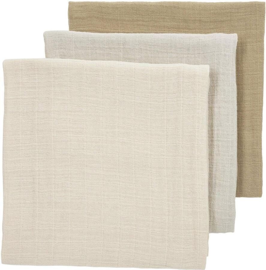 Meyco pre-washed hydrofiele doek set van 3 soft sand greige taupe Hydrofiele luiers Multi