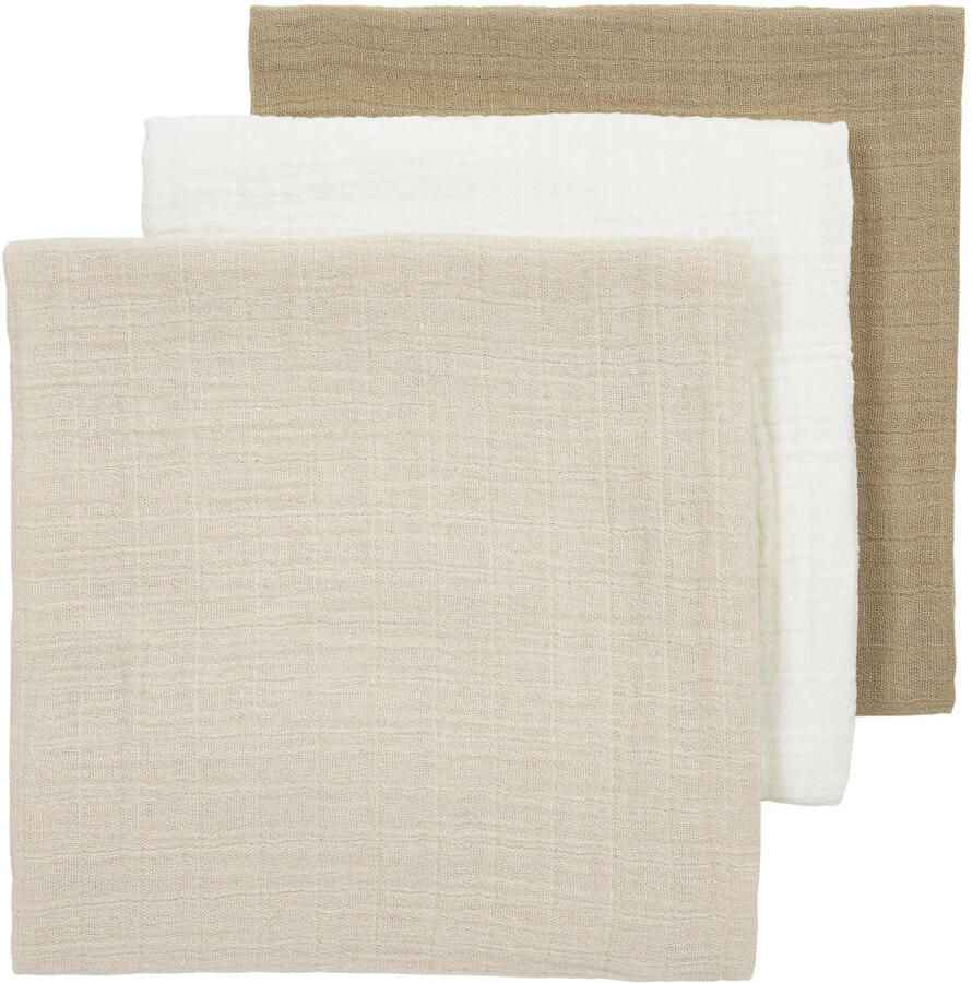 Meyco pre-washed hydrofiele doeken set van 3 offwhite soft sand taupe Hydrofiele luiers Multi
