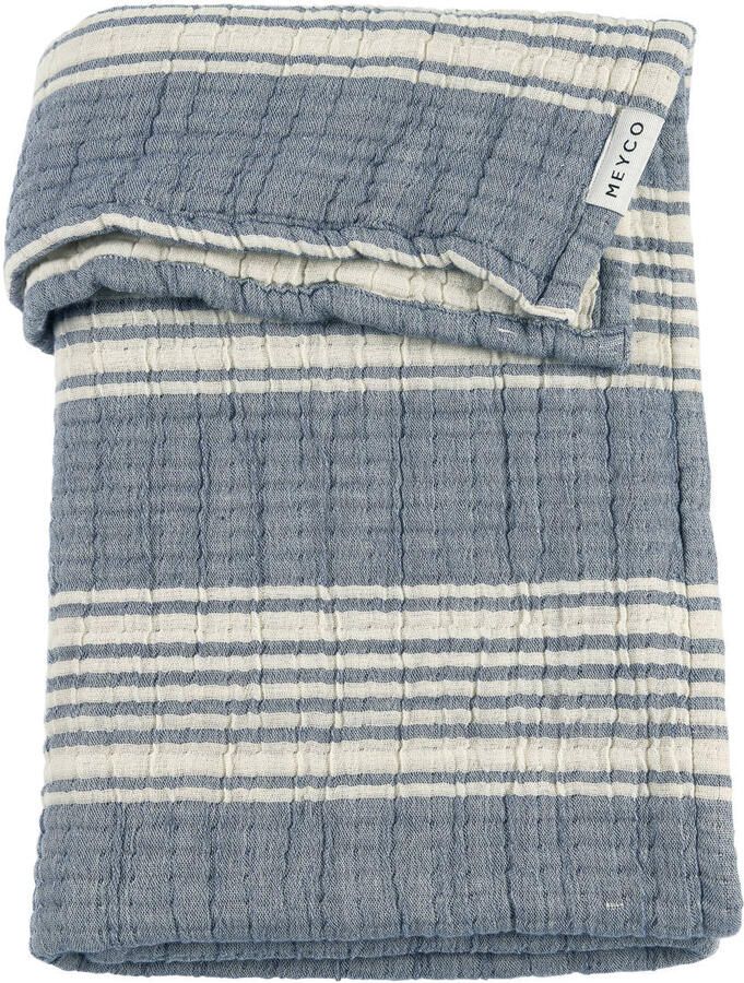 Meyco pre-washed hydrofiele ledikantdeken Stripe Jacquard Indigo