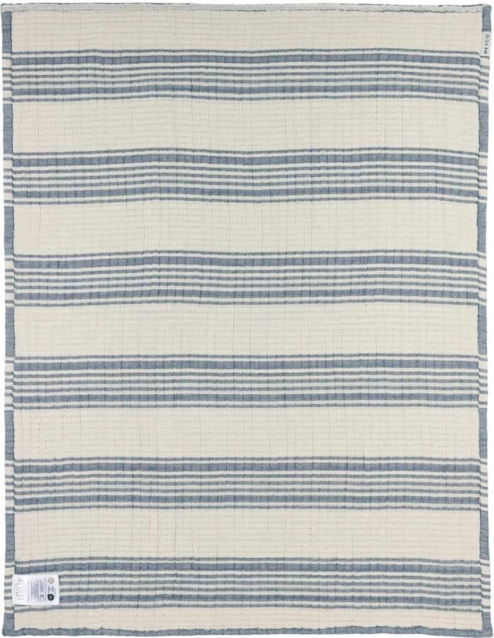 Meyco pre-washed hydrofiele ledikantdeken Stripe Jacquard Indigo - Foto 2