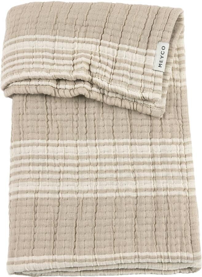 Meyco pre-washed hydrofiele ledikantdeken Stripe Jacquard Sand