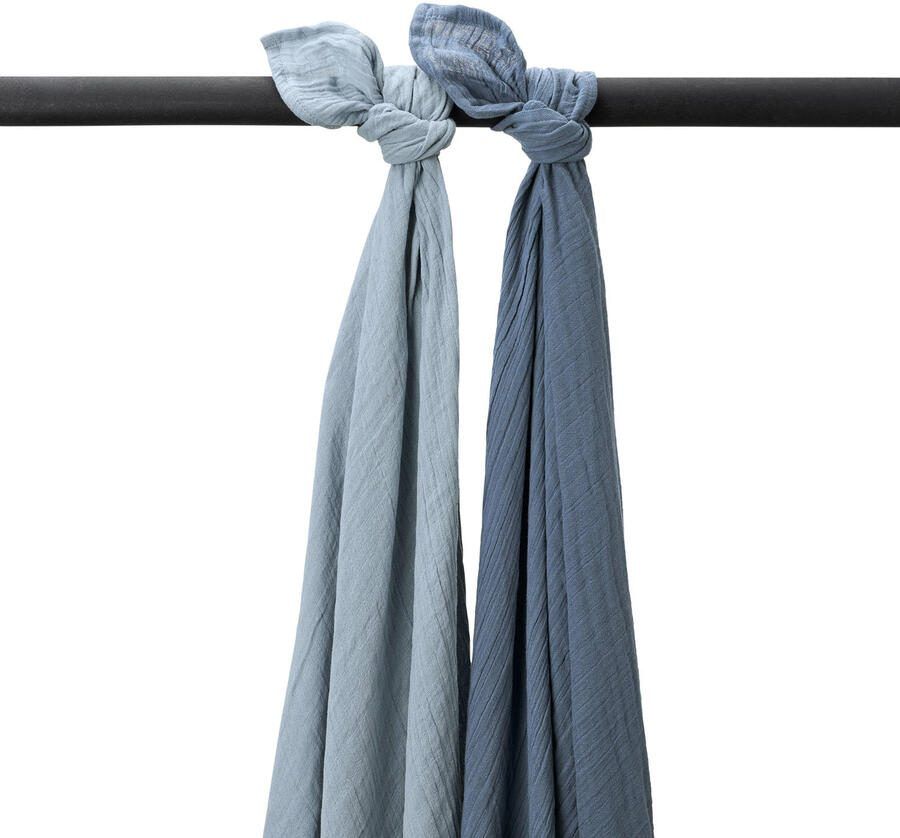Meyco pre-washed hydrofiele swaddle natural jeans blue indigo (set van 2)