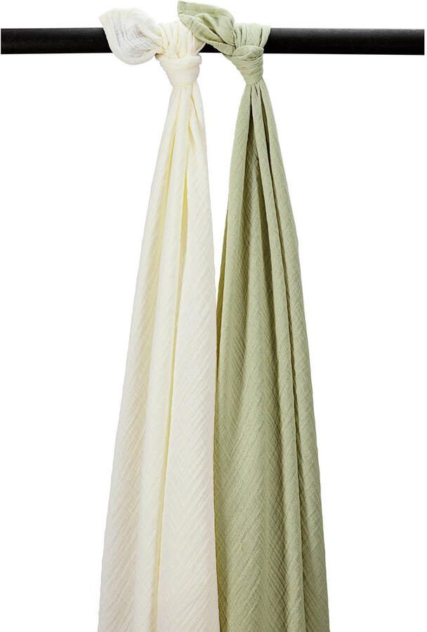 Meyco pre-washed hydrofiele swaddle natural soft olive (set van 2)