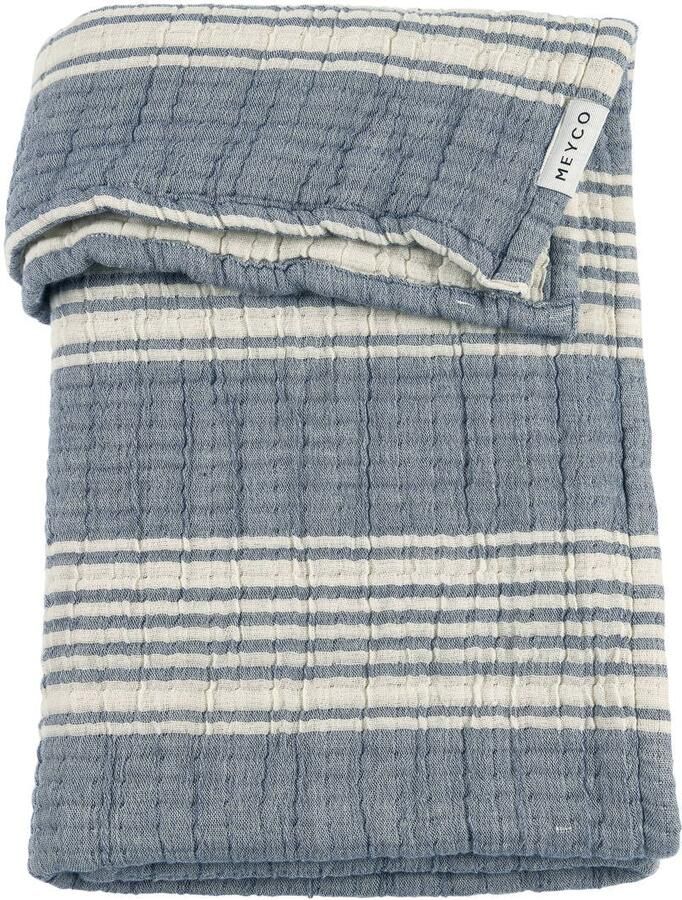 Meyco pre-washed hydrofiele wiegdeken Stripe Jacquard Indigo