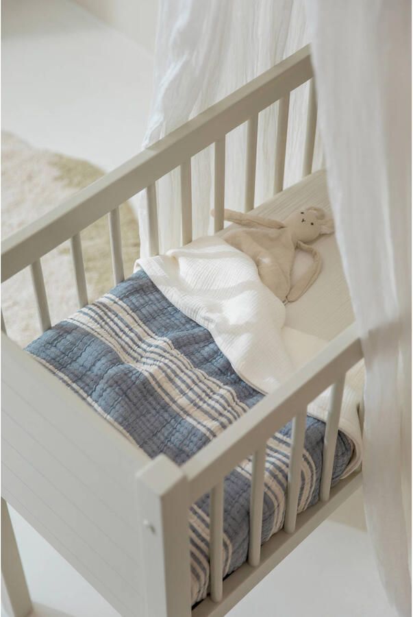 Meyco pre-washed hydrofiele wiegdeken Stripe Jacquard Indigo - Foto 3