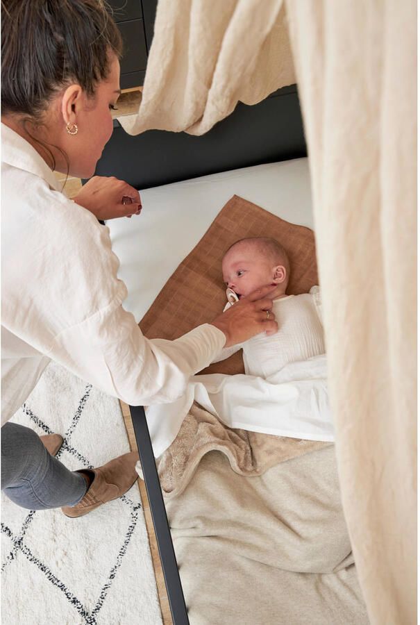 Meyco reversible baby ledikantdeken Knit Basic Teddy 100x150 cm Sand Melange Babydeken Bruin - Foto 2