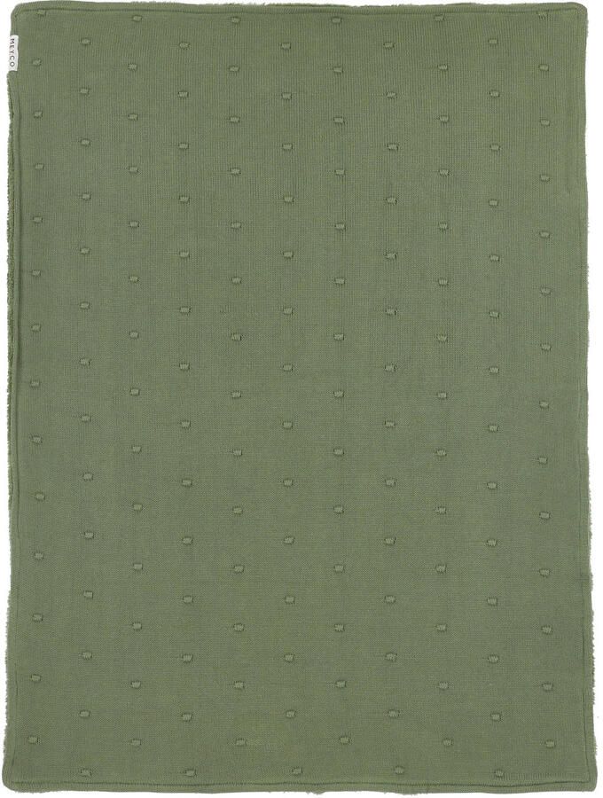 Meyco reversible baby ledikantdeken Mini Knots Teddy 100x150 cm Forest Green Babydeken Groen