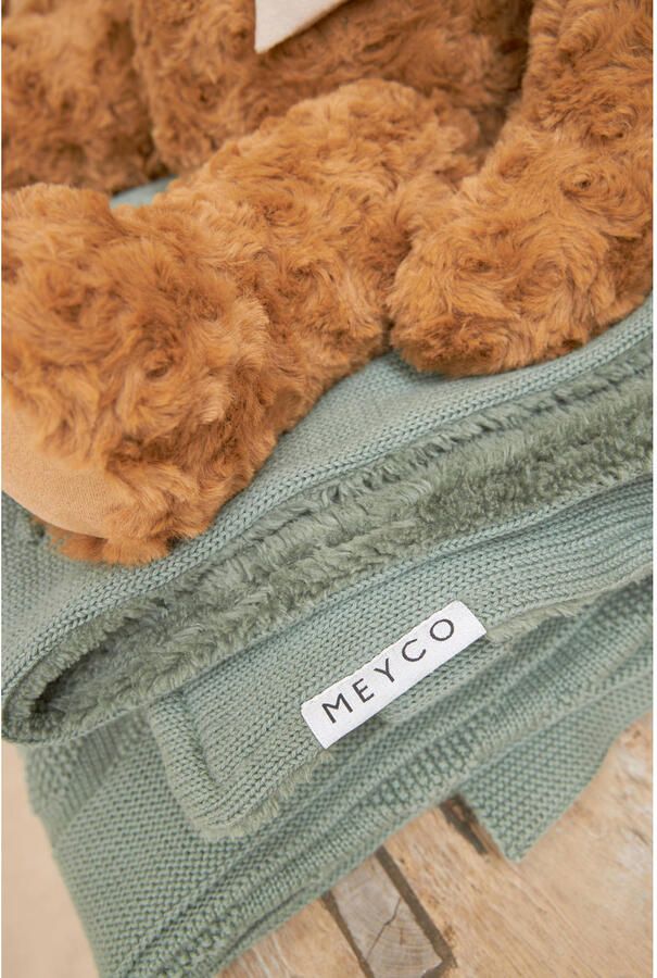 Meyco reversible baby ledikantdeken Mini Knots Teddy 100x150 cm Forest Green Babydeken Groen - Foto 2