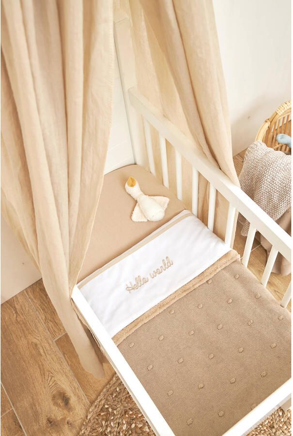Meyco reversible baby ledikantdeken Mini Knots Teddy 100x150 cm Sand Babydeken Bruin - Foto 2