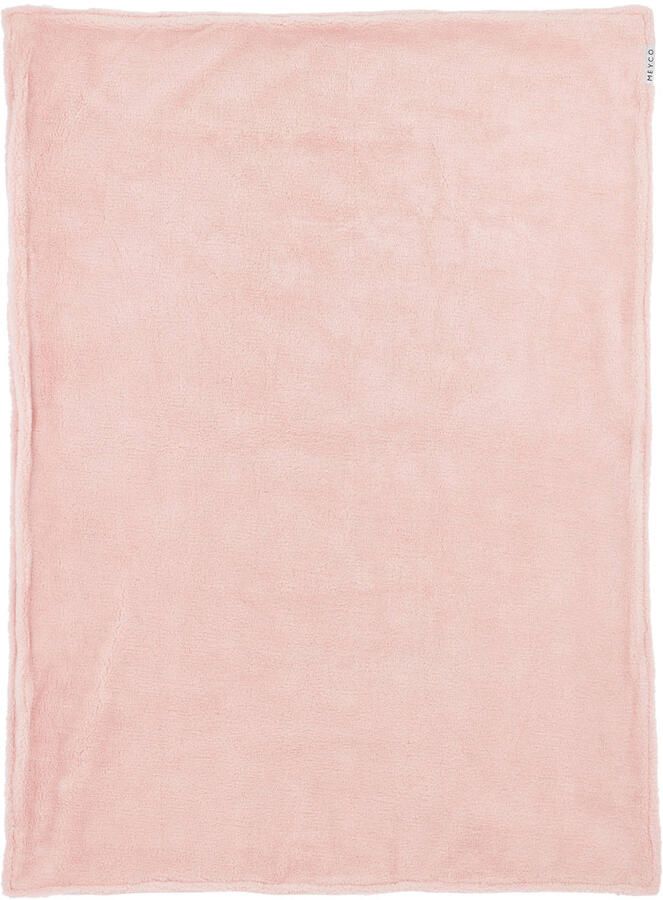 Meyco reversible baby wiegdeken Mini Knots Teddy 75x100 cm Soft Pink Babydeken Roze