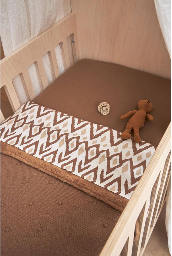 Meyco reversible baby ledikantdeken Mini Knots Teddy 100x150 cm Toffee Babydeken Bruin - Foto 2
