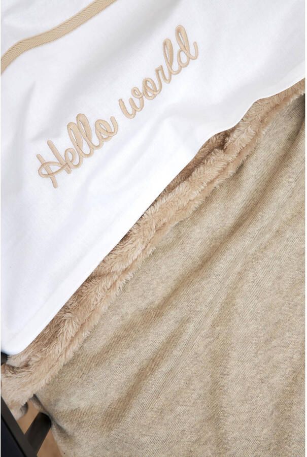 Meyco reversible baby wiegdeken Knit Basic Teddy 75x100 cm Sand Melange Babydeken Bruin - Foto 2