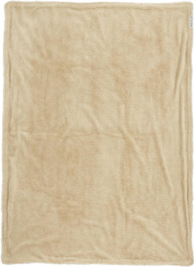 Meyco reversible baby wiegdeken Mini Knots Teddy 75x100 cm Sand Babydeken Bruin