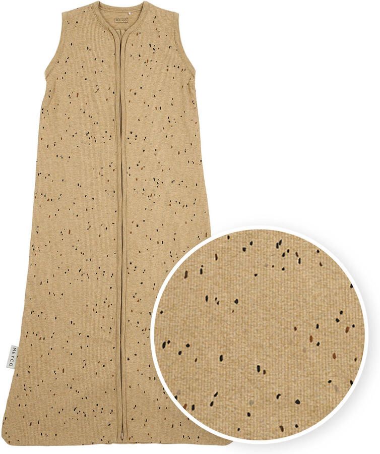 Meyco Rib Mini Spot baby slaapzak toffee melange Babyslaapzak Bruin Stip 110