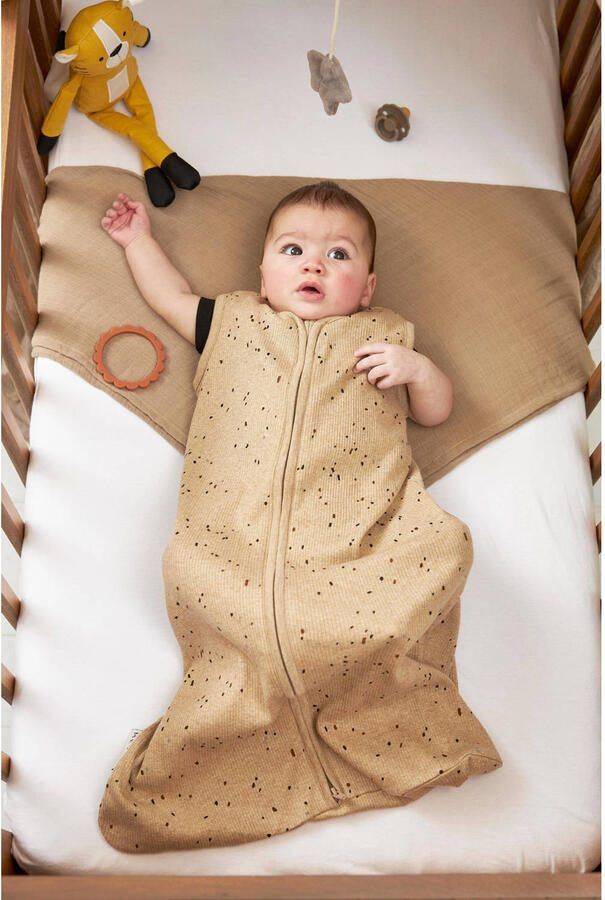 Meyco Rib Mini Spot baby slaapzak toffee melange Babyslaapzak Bruin Stip 110 - Foto 2
