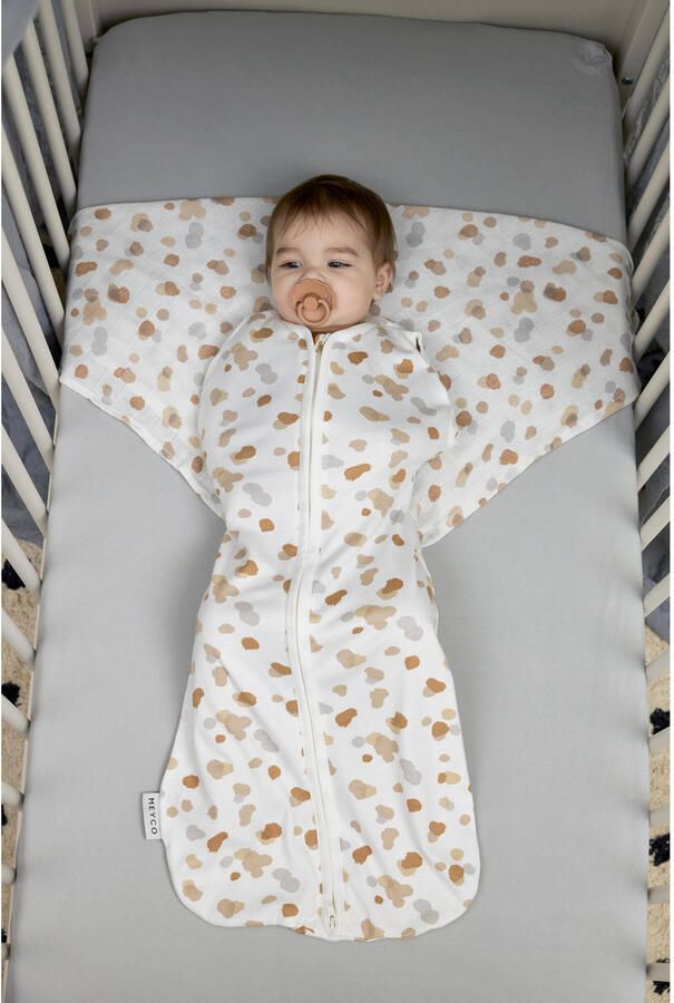 Meyco Stains cocoon inbakerslaapzak sand 70cm Inbakerdoek Beige Stip - Foto 3