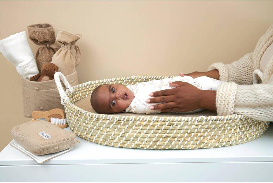 Meyco swaddle inbakerdoek Branches Sand Beige Blad 1