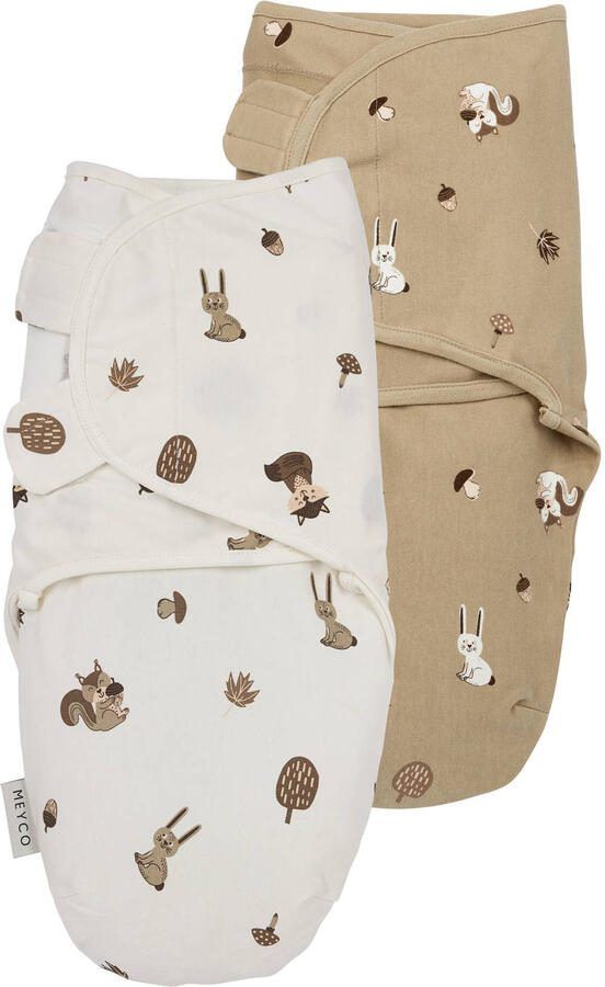 Meyco swaddle inbakerdoek Forest Animals sand (set van 2)