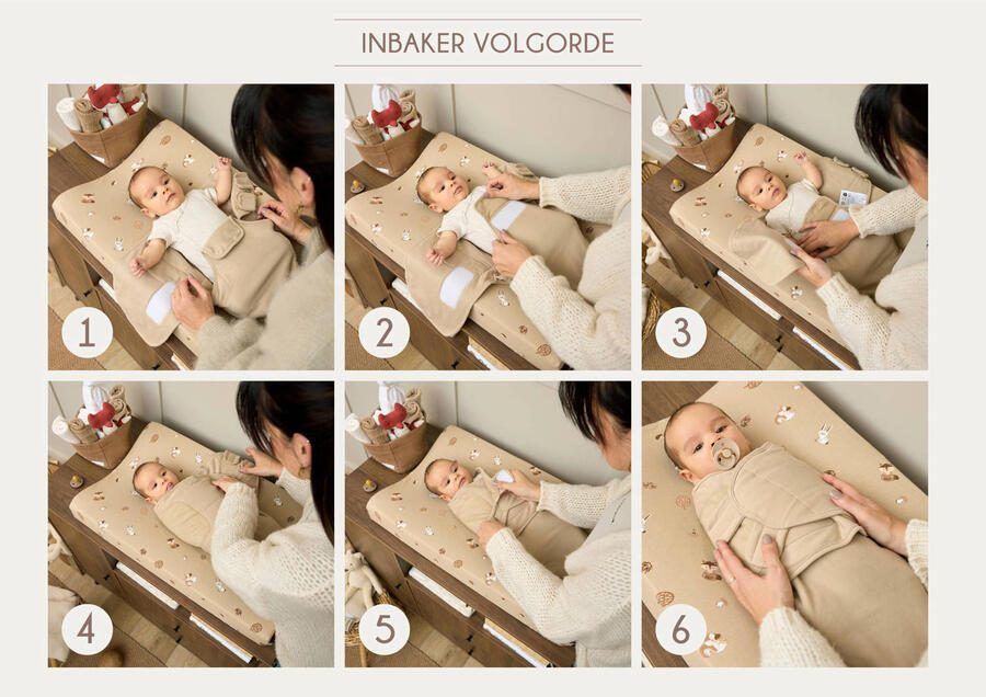 Meyco swaddle inbakerdoek Sweet Heart Sand- 0-3 mnd - Foto 3