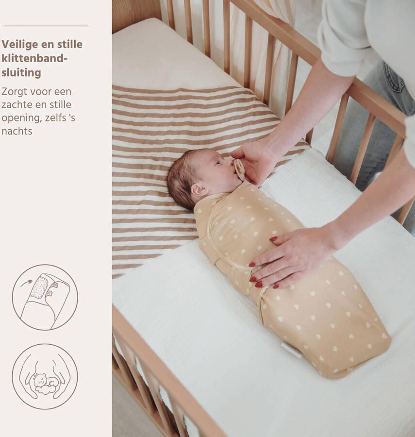 Meyco swaddle inbakerdoek Sweet Heart Sand- 0-3 mnd - Foto 2