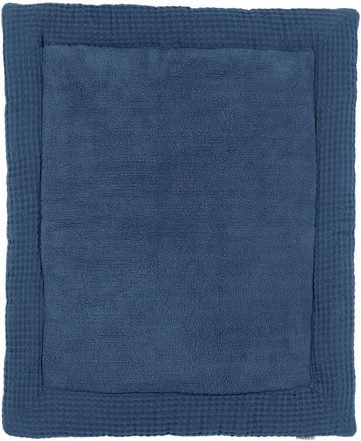 Meyco teddy boxkleed Wafel indigo Blauw | Boxkleed van