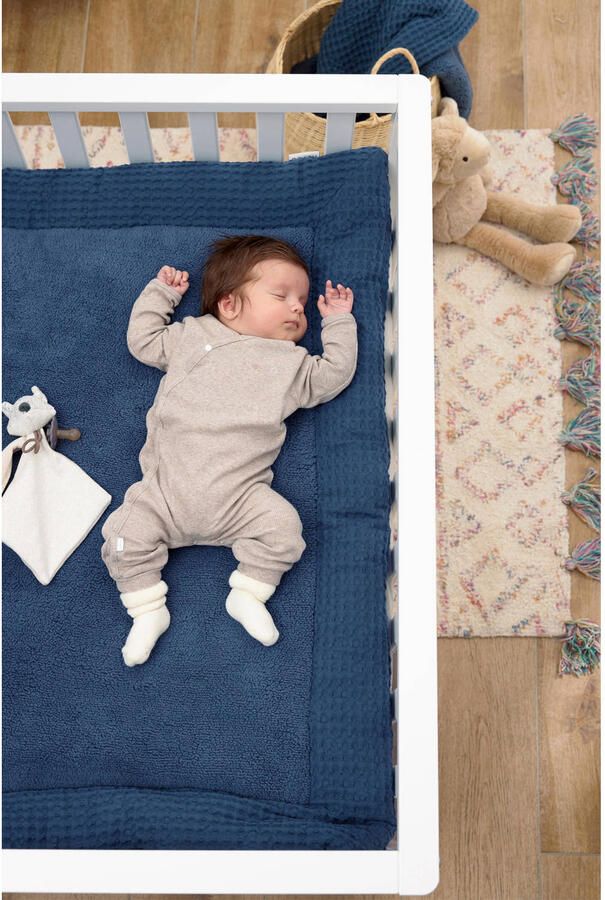 Meyco teddy boxkleed Wafel indigo Blauw | Boxkleed van - Foto 2