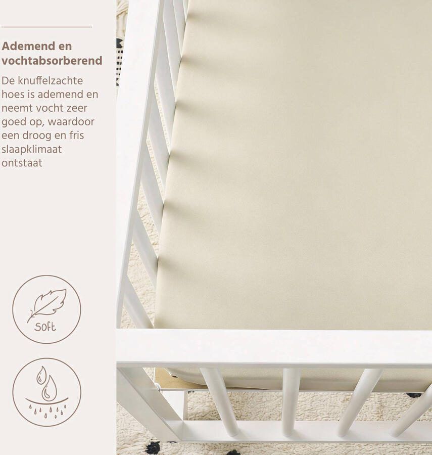 Meyco uni hoeslaken boxmatras soft sand 75x95cm - Foto 2