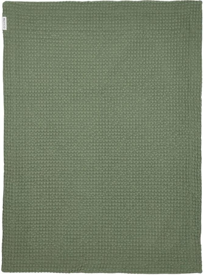 Meyco wafel katoenen ledikant deken Olive Green - Foto 3