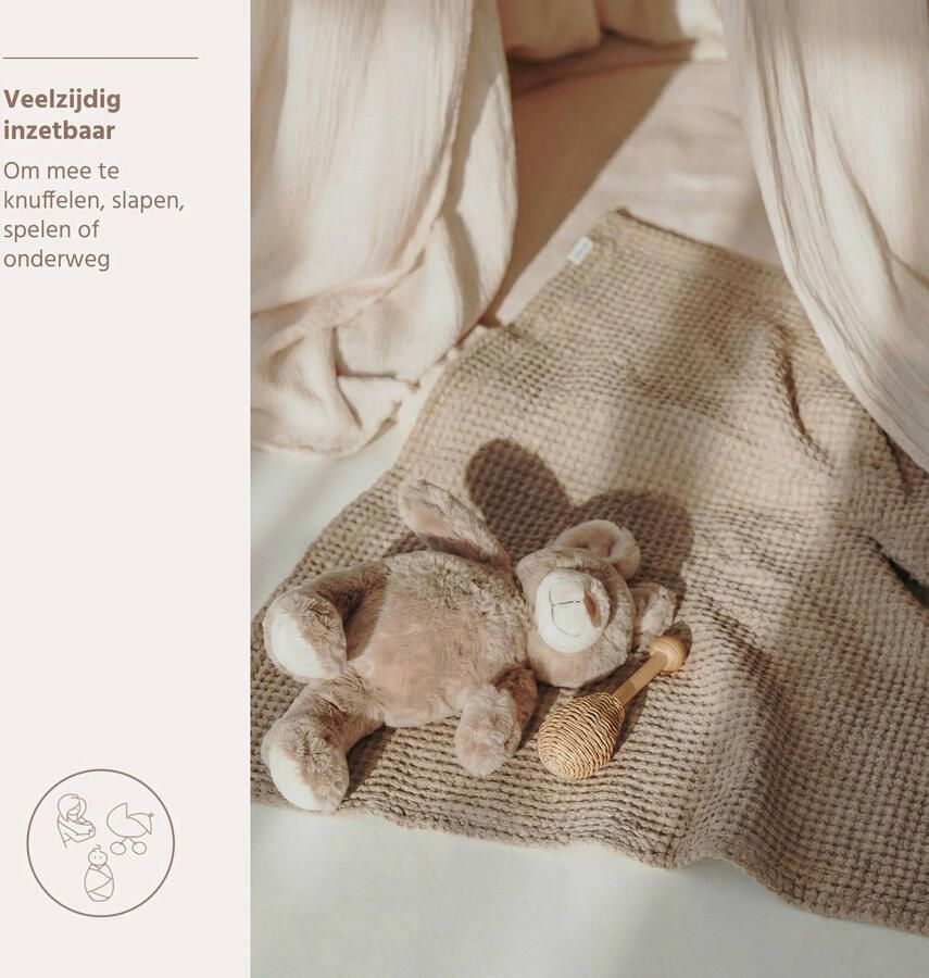 Meyco wafel katoenen ledikant deken Taupe - Foto 2