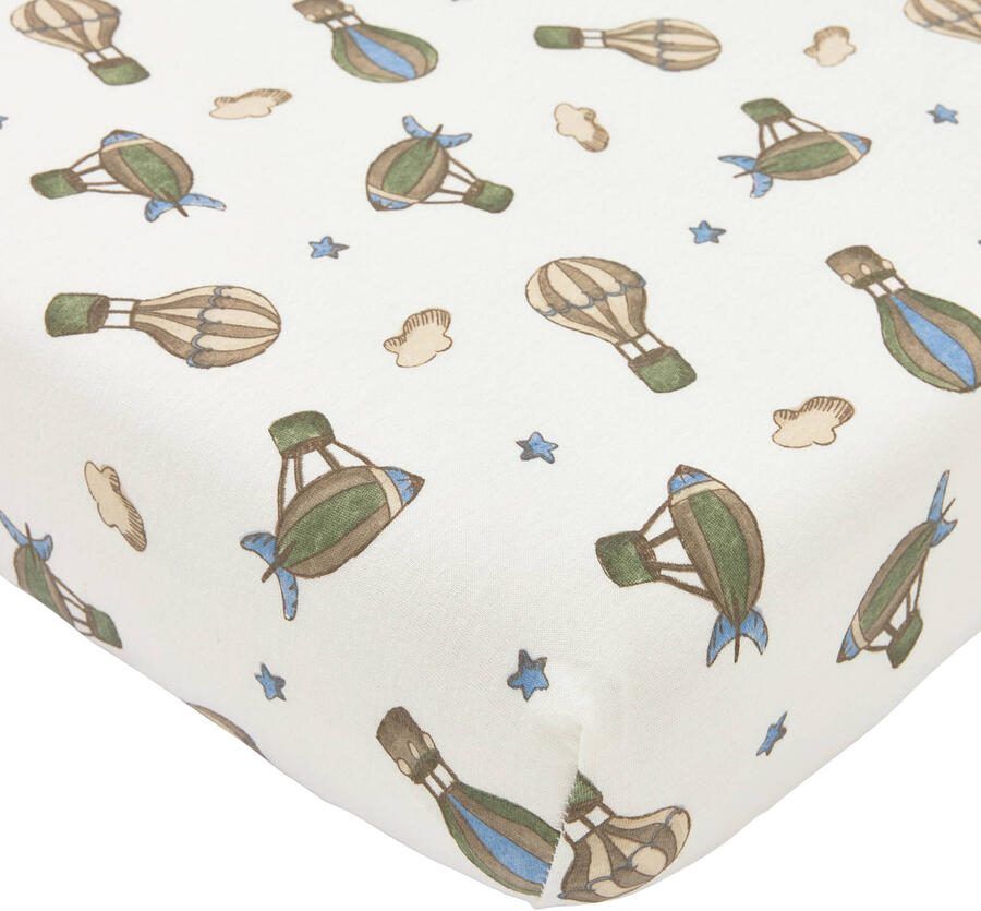 Meyco wieg hoeslaken Air Balloons ecru groen blauw