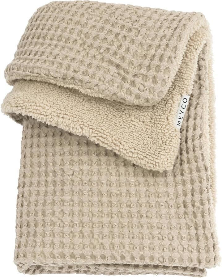 Meyco wiegdeken wafel teddy sand Babydeken Beige Effen